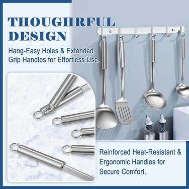 Набір кухонних аксесуарів BEWOS 15 предметів: ложки, шпателі, органайзер, нержавіюча сталь, для кухні