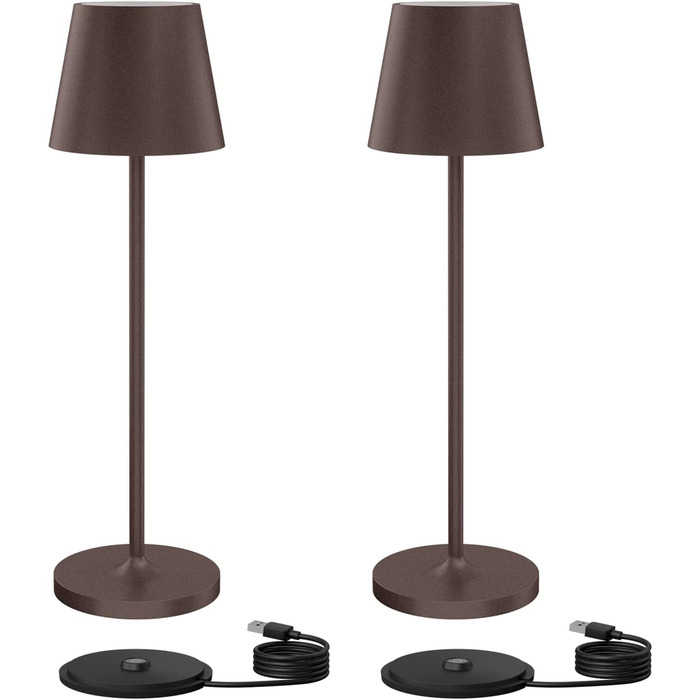 LED акумуляторні настільні лампи Klighten (2 шт.), диммування, для дому та вулиці, USB-зарядка, 3000K, рожевий, IP54, алюміній