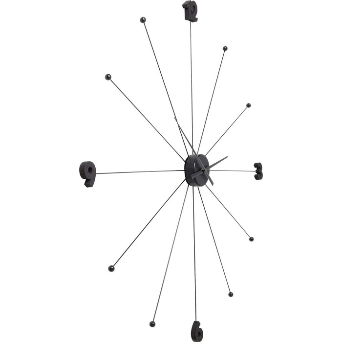 Kare Design Wall Clock Like Umbrella, Black, 100cm Diameter, Clock, Modern, Minimalist, Aluminum Frame, Round, Battery not included
