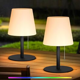 LED-лампа на акумуляторі для вулиці та дому Uuffoo, 7 кольорів, USB-C, для спальні, столу, саду, балкону, кемпінгу (чорна) (2 шт.)