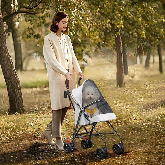 Візок для собак Homewell 2в1: візок-будка, сумка-переноска, з підсклянниками та захистом від дощу, з гальмом, сірий