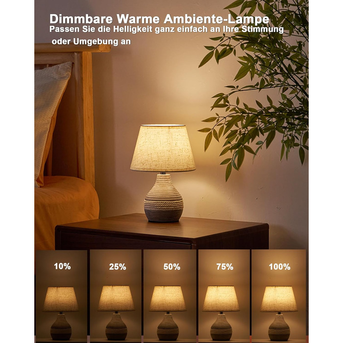 Бездротова керамічна настільна лампа з таймером, димером, лляним абажуром, пультом дистанційного керування, акумуляторна, в стилі Mid Century Modern