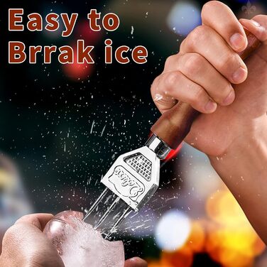 Ice Pick - Stainless Steel Ice Pick with Wooden Handle, Durable Carving Tool 3 Spikes 7'' - ICPK0003