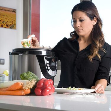 Cecotec Programmable Electric Pressure Cooker, Olla GM Model D. 1000W, Multifunctional, 9 Menus, Frying Function, 6L Capacity, 90 kPa Pressure, Voice Guidance, 24-Hour Timer, Includes Recipe Book
