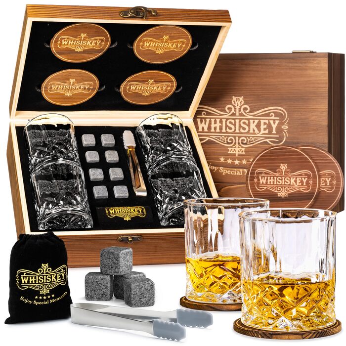 Набір склянок для віскі Whisiskey Whisky - подарунковий набір, 4 склянки для рому, 8 віскі-стейнів