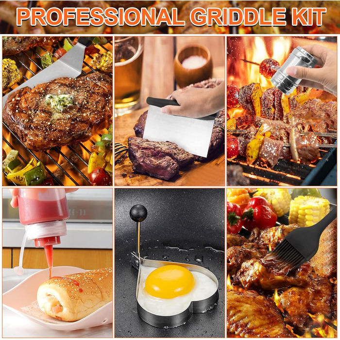 Набір аксесуарів для гриля: 30 предметів для Blackstone, кемпінгу та газового гриля