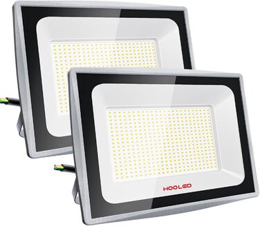 Світлодіодний прожектор HOOLED 100W 10000lm 6500K IP65 для вулиці, саду і тераси, високий CRI80+, потужне водонепроникне освітлення (2 шт, 300W)