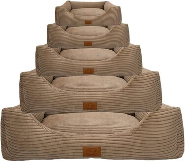 Ортопедичне ліжко для собак Elropet з м'якого корду, кошик для собак, XS/S/M/L/XL/XXL, Оливковий, Капучино