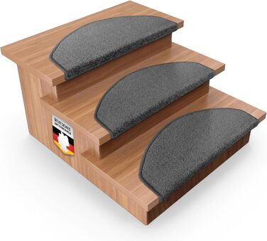 Casa Pura Dynasty Velour Non-Slip Stair Treads - 15 Piece Set - Anthracite Grey
