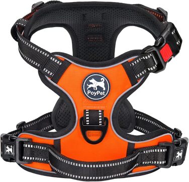 Нашийник для собак PoyPet без заплутування, світловідбиваючий, м'який, з простим закриттям, для маленьких собак (XL, Помаранчевий)