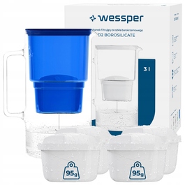Скляний фільтр-кувшин Wessper D2 BOROSILICATE 3л, синій + 5 фільтрів