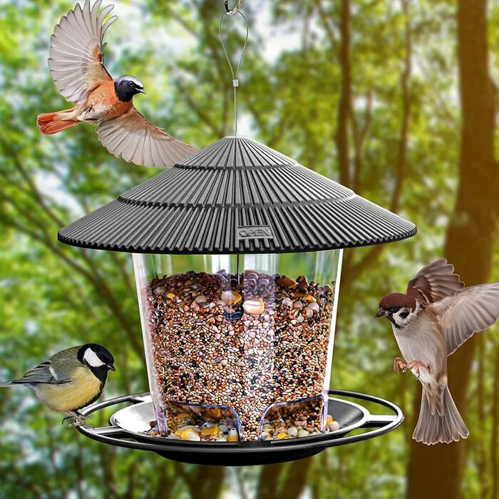 SANOTO Hanging Bird Feeder - Weatherproof Birdhouse for Wild Birds - Cone Flower Design - Brown - Balcony & Garden