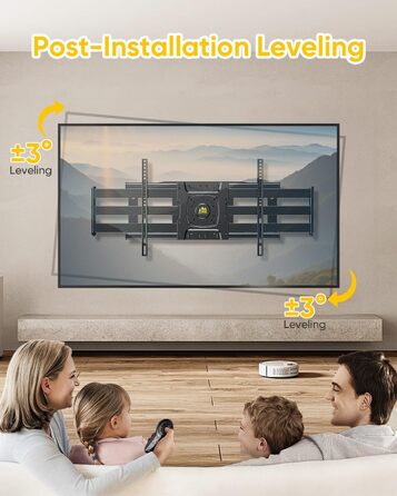 Настінне кріплення для телевізора HY-Bracket поворотне, для LED, OLED, 4K, 37-80 дюймів, чорне, з подовженим кронштейном (для дерев'яних стін)