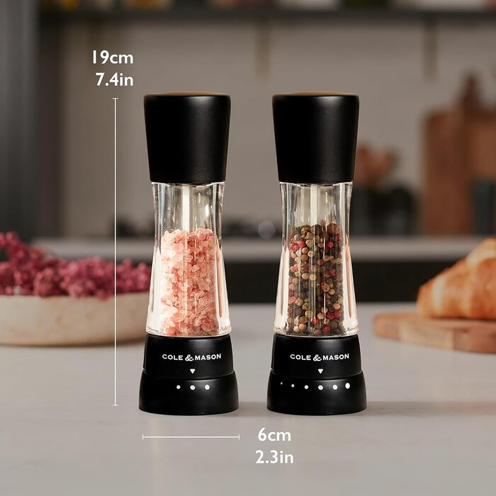 Набір солонки та перцюнки Cole & Mason Derwent Precision+, керамічний механізм, чорний