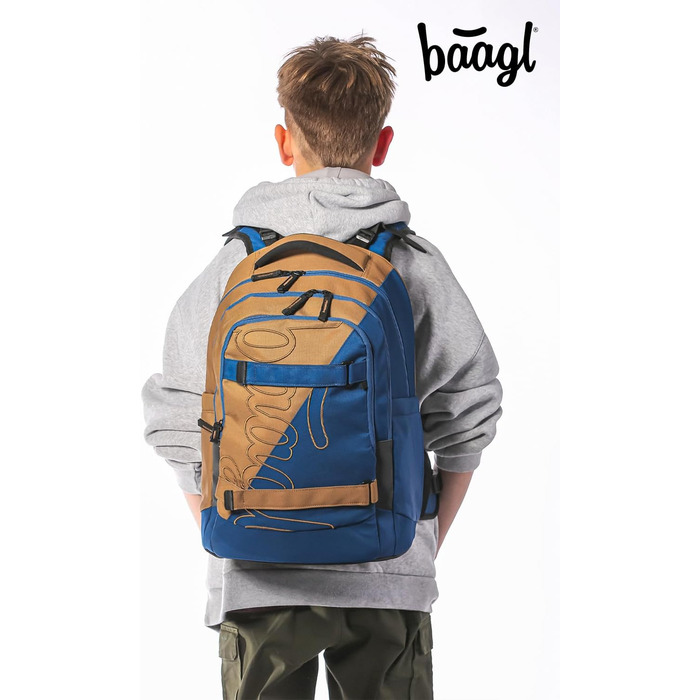 Шкільний рюкзак Baagl Set для хлопчиків та дівчаток-підлітків (5 частин): рюкзак для скейтборду, пенал, спортивна сумка, сумка для занять спортом, поясна сумка. Ергономічний рюкзак, 30 л, Duo.