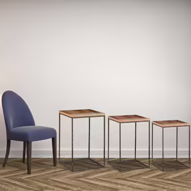 Relaxdays Side Table Set of 3 Mango Wood