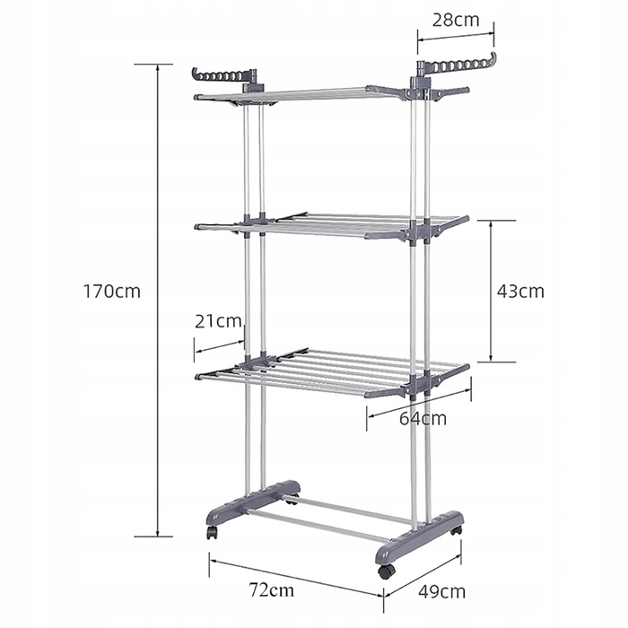 Велика підлогова сушарка для одягу та білизни XXL, складана, чорна
