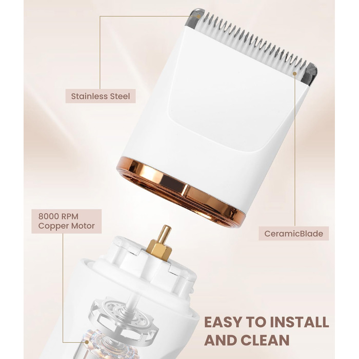 Електричний жіночий бритва 5-в-1 для тіла, бікіні та носа, водонепроникний (IPX7), для сухого та вологого гоління, з тримером, USB-зарядка