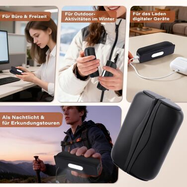 Електричний грілка для рук Citybee 10000 mAh з магнітною підключенням (2 шт.) - портативний нагрівач з підсвічуванням, 3 режими, до 55°C - для кемпінгу, туризму, активного відпочинку