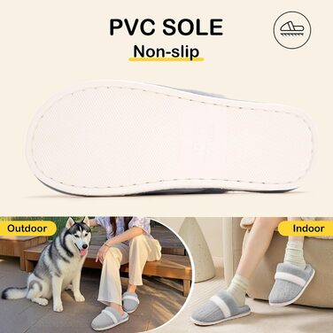 Тапочки жіночі Xnova, плюшеві, м'які, з пам'яттю, антиковзкі, теплі зимові, сірі, 44/45 EU