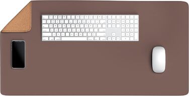 CSL Килимок для миші на стіл XXL з PU шкіри та корка 800x400 мм - Еко килимок для офісу та дому, чорний (коричневий відтінок)