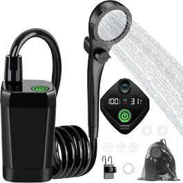 Портативна душова кабіна для кемпінгу Uplayteck з акумулятором 6000mAh, насосом, регулюванням температури та IPX7 водонепроникністю
