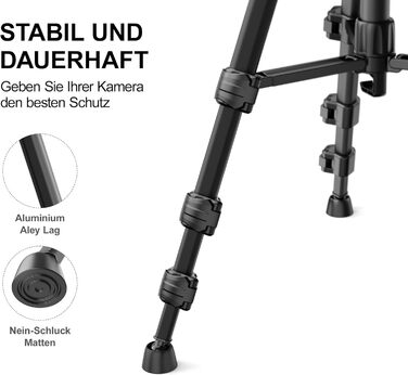 Штатив для камери RALENO Stabile, 152 см, з сумкою. Легкий та міцний штатив для професійних фотографів та відеозйомки з тримачем для телефону iPhone. Модель TP-40