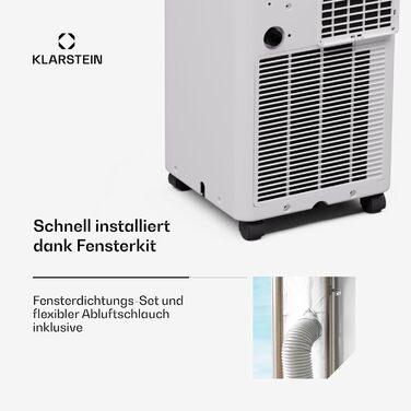 Klarstein Aero Ring Mobile Klimaanlage: мобільний кондиціонер 9000 BTU з функцією охолодження, осушення та вентиляції, керування через додаток та голосове управління, для приміщень до 31 м², енергоефективність A, R290, легкі ролики