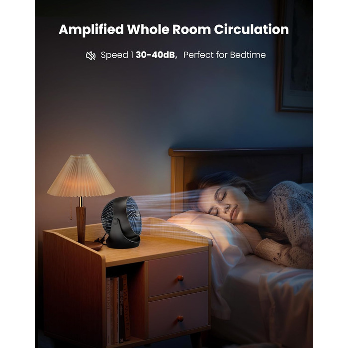Портативний вентилятор Gaiatop 14 см, 3 швидкості, для дому, офісу, спальні, ванної кімнати (чорний)