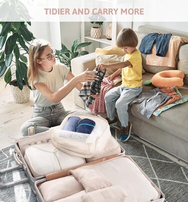 Органайзер для валізи Meowoo, 8-кількість, набір кубиків для пакування, для подорожей та бізнесу, з кишенями для одягу, для зберігання багажу, система організації (Бежевий-9шт)