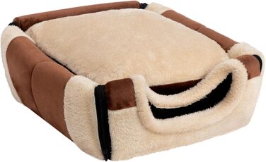 Hollypet Cat Bed Small Dog Bed, 2-in-1 Foldable Plush Pet Bed for Cats & Small Dogs, Cozy and Soft Pet Cave Bed for Indoor Outdoor, (Coffee)