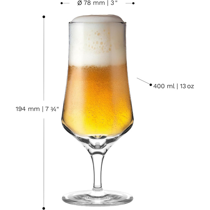 Набір пивних келихів Stölzle Lausitz 6 шт, 400 мл - для Pils, пива - кришталь, Німеччина