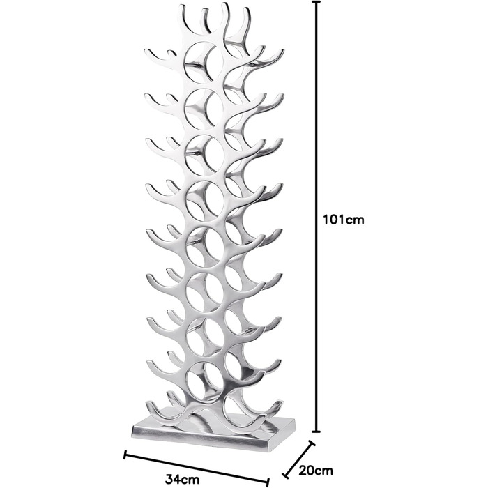 MichaelNoll Wine Rack Bottle Rack Bottle Aluminum Silver Luxury - Wine Rack, Modern Metal Shelf - Bottle Holder/Bottle Stand for Bottles of Prosecco, Wine and Champagne - 101 cm XXL