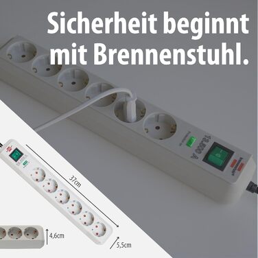 Бренненштуль Eco-Line Розподільний блок 6 розеток з захистом від перенапруги (сірий)