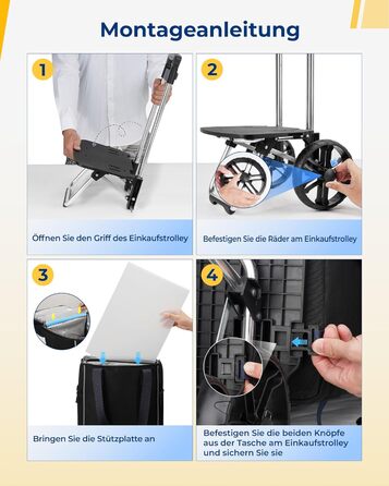 Тролей для покупок Ytonet: складаний, з відділенням для охолодження, 55 літрів, 68 кг, 3-в-1 (сумка-тележка, сумка для покупок), чорний