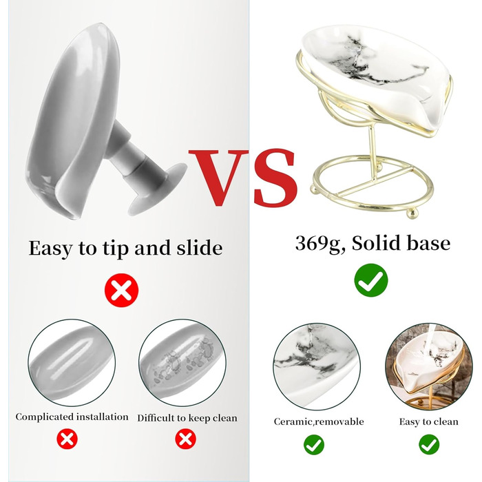 Набір з 2 мисок для мила з отвором, 13,5x8,5 см, кераміка, самостійний злив, у формі листка, білий, зелений