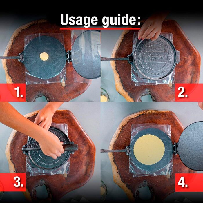 Пресс для тортилій Victoria, чавун HD, 20 см - для мексиканських тортилій, тако, арепа, кесадилья, емпанада, патаконе