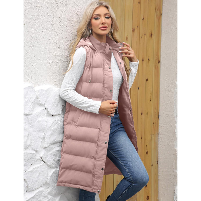 Жіноча зимова жилетка Maeau: тепла, тримає тепло, з капюшоном та кишенями, розміри S-3XL, рожевий колір