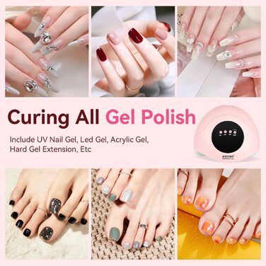 LED лампа для нігтів JODSONE 320W з датчиком Auto, 72 світлодіодів, 4 таймери (10/30/60/99s) - професійний нігтьовий сушар для гель-лаку, гелю та шелаку, рожевий