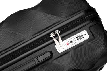 Чемодан British Traveller Mittelgroßer, 64x43x26.5 см, ABS+PC, TSA-замок, 4 колеса, чорний (M, 57L)