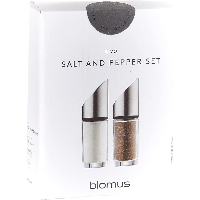 Набір для солі та перцю Blomus LIVO з скла та нержавіючої сталі, 2 шт., точне дозування, преміум-якість (11,5 x 3,5 см)