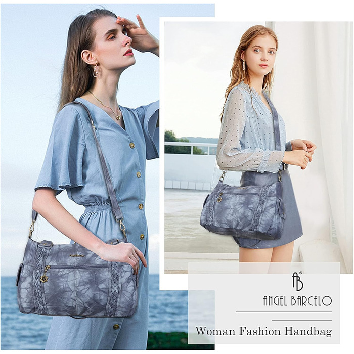Стильна жіноча сумка-хобо Angel Barcelo Roomy Fashion з м'якої шкіри, синього кольору