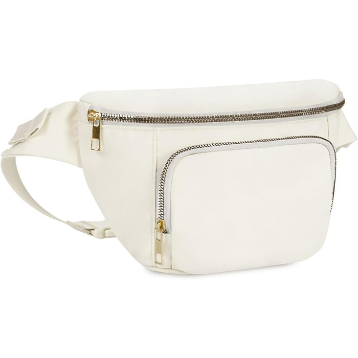 Сумка на пояс для жінок та чоловіків, стильна поясна сумка з 4 кишенями на блискавці та регульованим ремінцем, ідеальна для подорожей та піших прогулянок (Запатентовано), бежевий колір