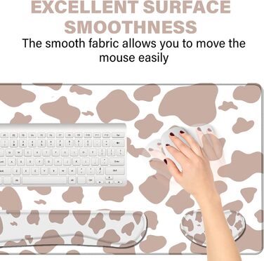 Килимок для миші геймерський 80x40 см 3-в-1 з підставкою для зап'ястя та клавіатури, антиковзаюча основа, стильний дизайн, для дому та офісу (B5-brown)