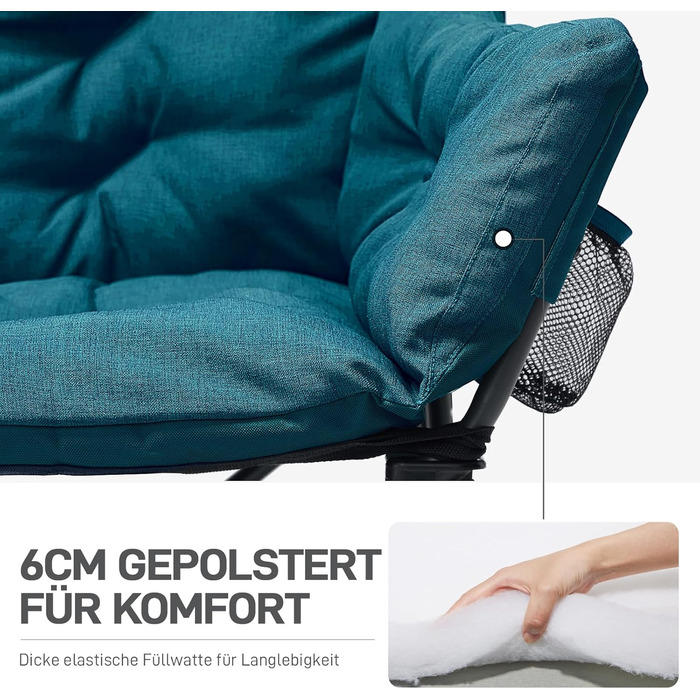 Кампінговий стілець-диван EVER ADVANCED для 2 осіб, 145 см, зелений - міцний, складаний, з високою спинкою, для відпочинку на природі, саду, балкону