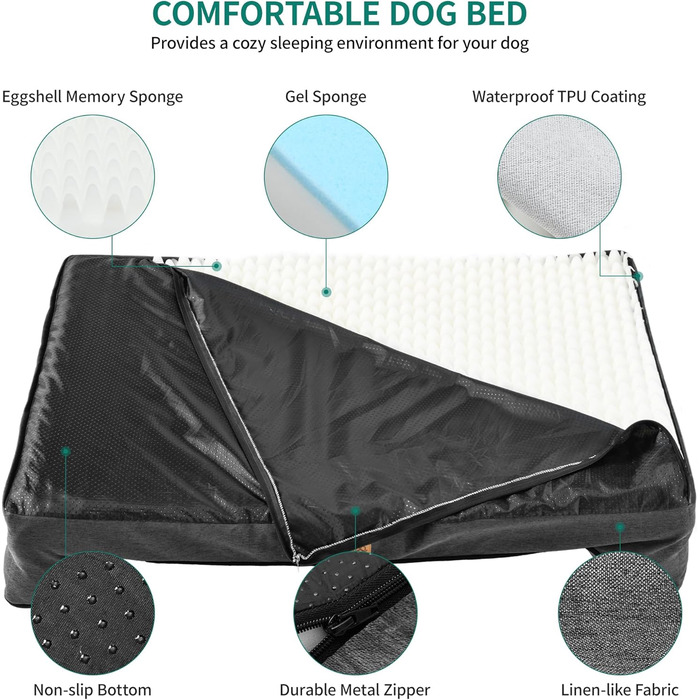 Крісло-ліжко для собак середніх порід YITAHOME, 51x48 см, ортопедичне, знімний чохол, чорне