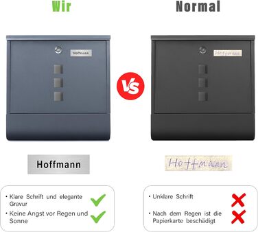 Поштовий ящик Zedelmaier XXL персоналізований з нержавіючої сталі, 35x35 см, 4 ключі, для листів B5/C4, з газетницею, RAL 7016 Антрацит