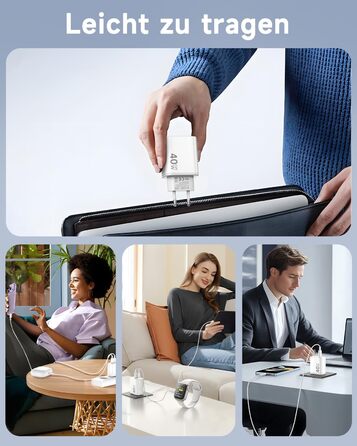 Зарядний пристрій 2x40W USB-C для iPhone 17 Pro Max/Pro/16/15 Plus, iPad Pro/Air, з кабелем 2м (Білий)