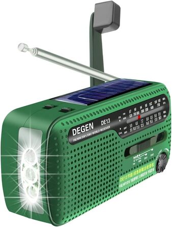 Радіо Degen DE13: портативне сонячне радіо FM/AM/SW з LED-ліхтариком, акумулятором та Powerbank для кемпінгу та надзвичайних ситуацій
