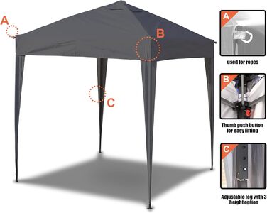 3x3 Pavilion WATERPROOF, Waterproof Folding Pavilion, Party Tent Quick Setup Garden Pavilion Pop Up Tent Sun Protection Steel Frame (Gray, 3x3 m without side walls)
